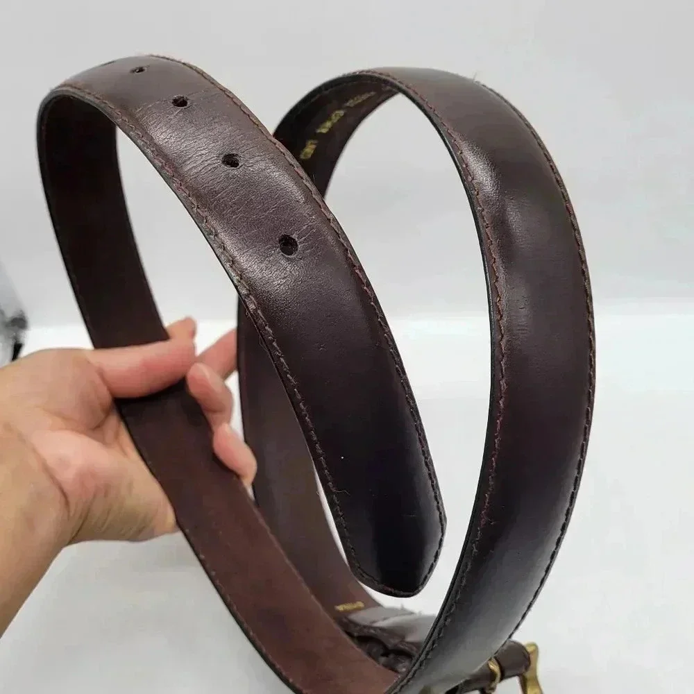 Beautiful! Kenneth Cole New York Lether Lined 40 Brown Solid Brass Buckle Belt